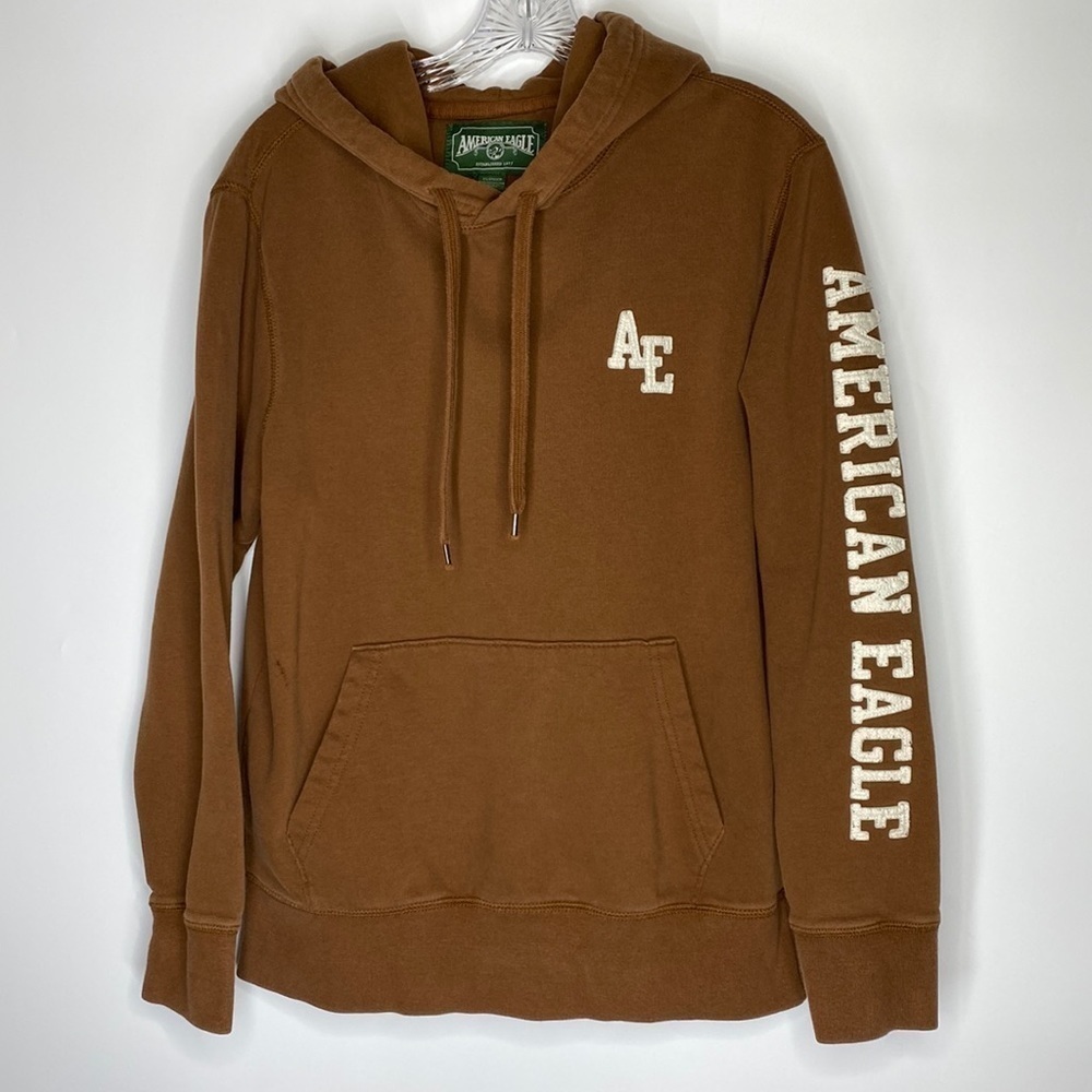 Vintage American Eagle Outfitters Brown Hooded Sweatshirt Green label XS